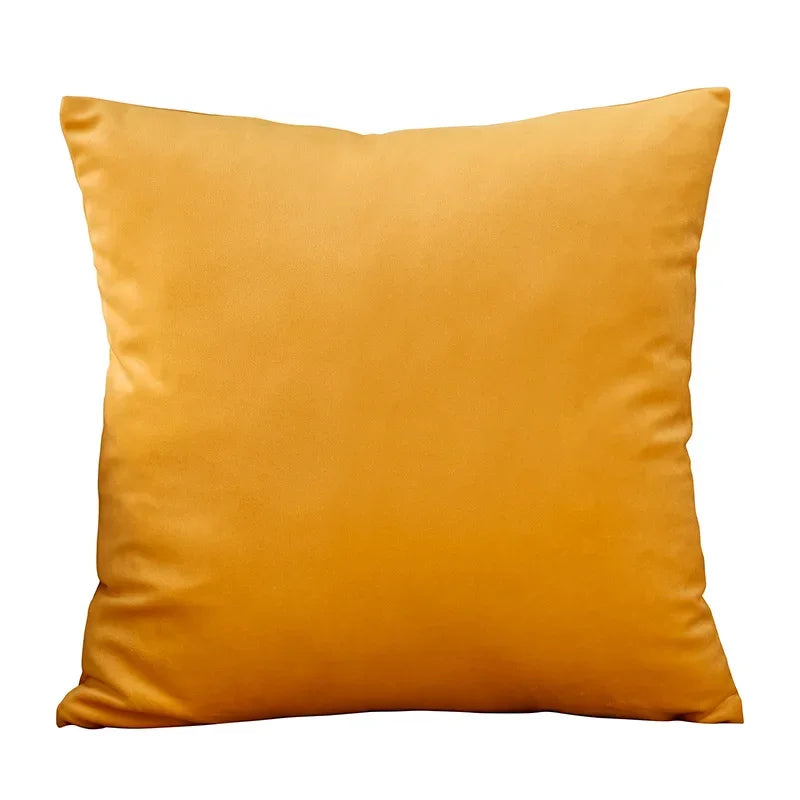 housse coussin velours carré moderne orange jaune 45x45cm machine lavable simple déco chambre canapé