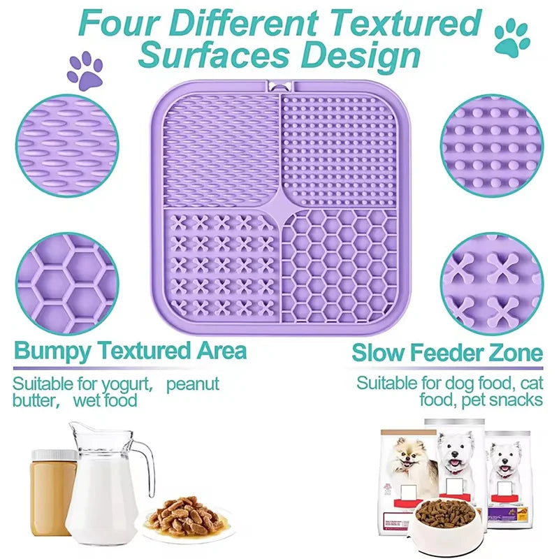 tapis alimentation lent silicone chiens chats distraction bain entraînement antiétouffement ventouses motifs modernes