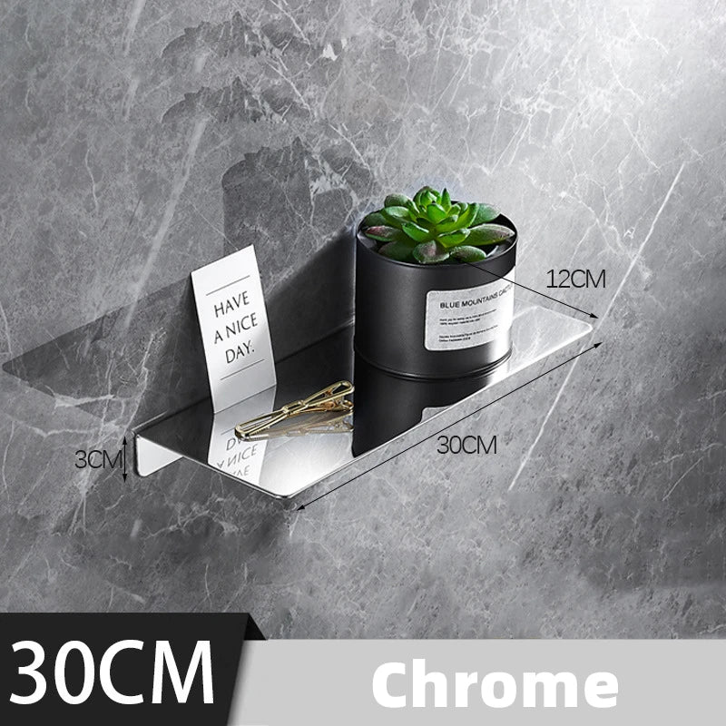 étagères murales acier inoxydable noir argenté lisses modernes vis 20 30 40 50cm