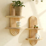 étagères murales bois naturel moderne minimaliste décoration maison plantes bougies figurines terrarium
