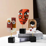 décorations abstraites modernes sculptures résine couleurs vives artistique masques africains