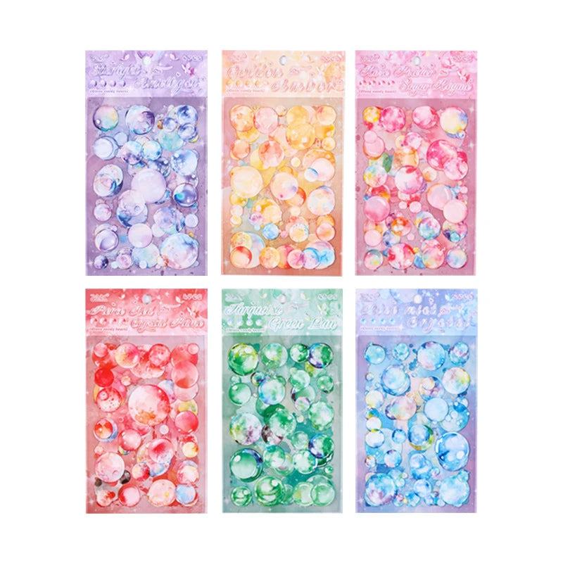 sticker bulle marbré moderne vert bleu rose orange jaune blanc décoratif adhésif transparent portables