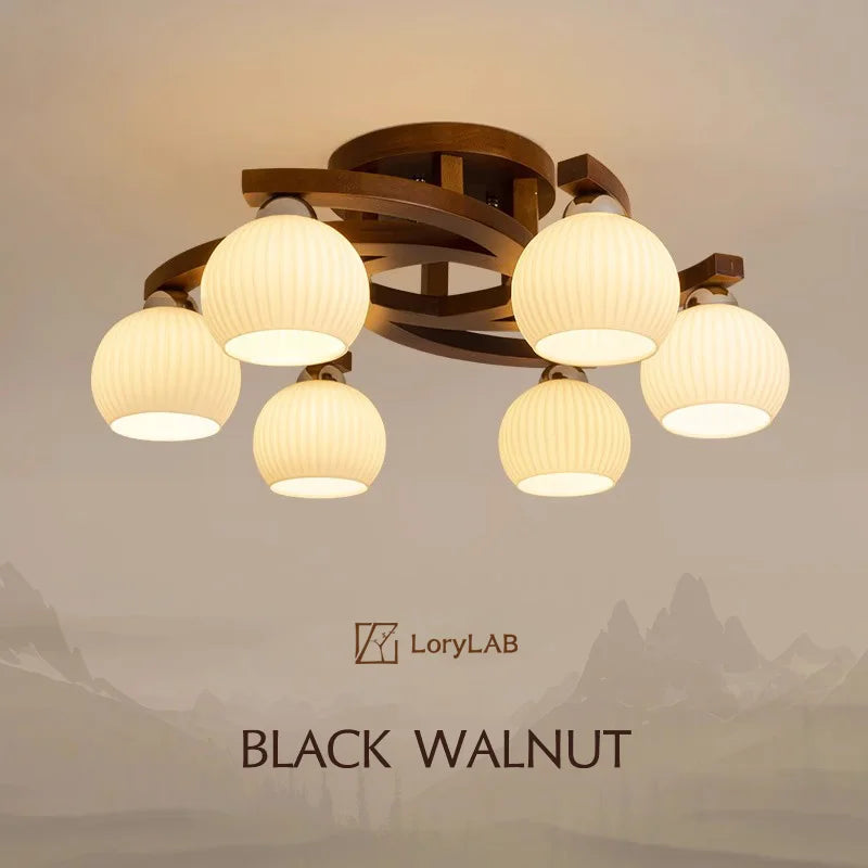 plafonnier moderne bois foncé blanc scandinave lampes éclairage salon chambre