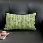 taies d'oreiller jacquard moderne rayures noires beige vert olive maison décoration écologique non toxique