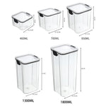 boîtes rangement alimentaires transparentes poignées noires grains pâtes fruits secs moderne pratiques résistantes humides