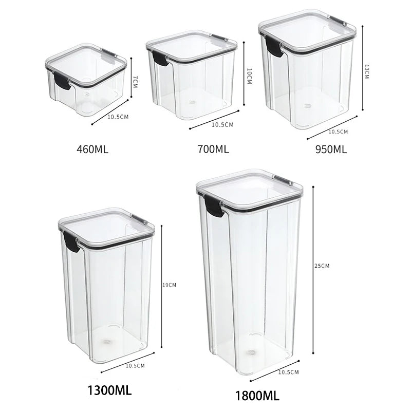 boîtes rangement alimentaires transparentes poignées noires grains pâtes fruits secs moderne pratiques résistantes humides