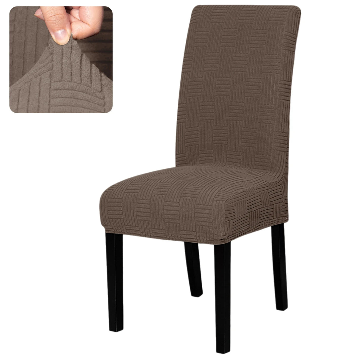 housses chaise marron rayures diagonales moderne elasthanne polyester 45 60cm 35 48cm 10cm