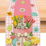 table pâques lapins fleurs happy easter multicolore rectangulaire festive imperméable polyester déco festive