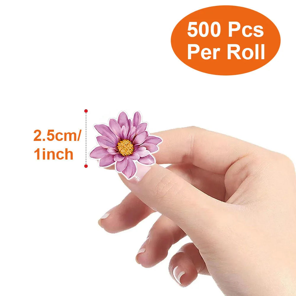 stickers papillons fleurs bleu rose violet blanc adhésifs décoration diy 500 rouleau 2,5cm illustration