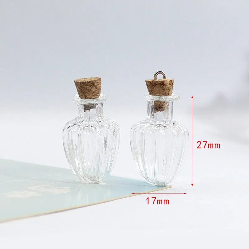 mini vases verre transparents rayures classiques bouchons colorées deco diy salon poupée accessoire artisanat