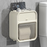 distributeur papier toilette mural adhésif moderne minimaliste blanc beige texture striée