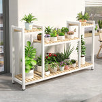 support plantes moderne niveaux gris métallique bois naturel assemblage facile