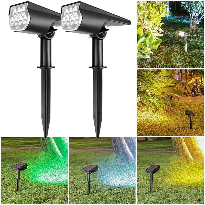 projecteur solaire led ip65 extérieur mural jardin decoration multicolore moderne