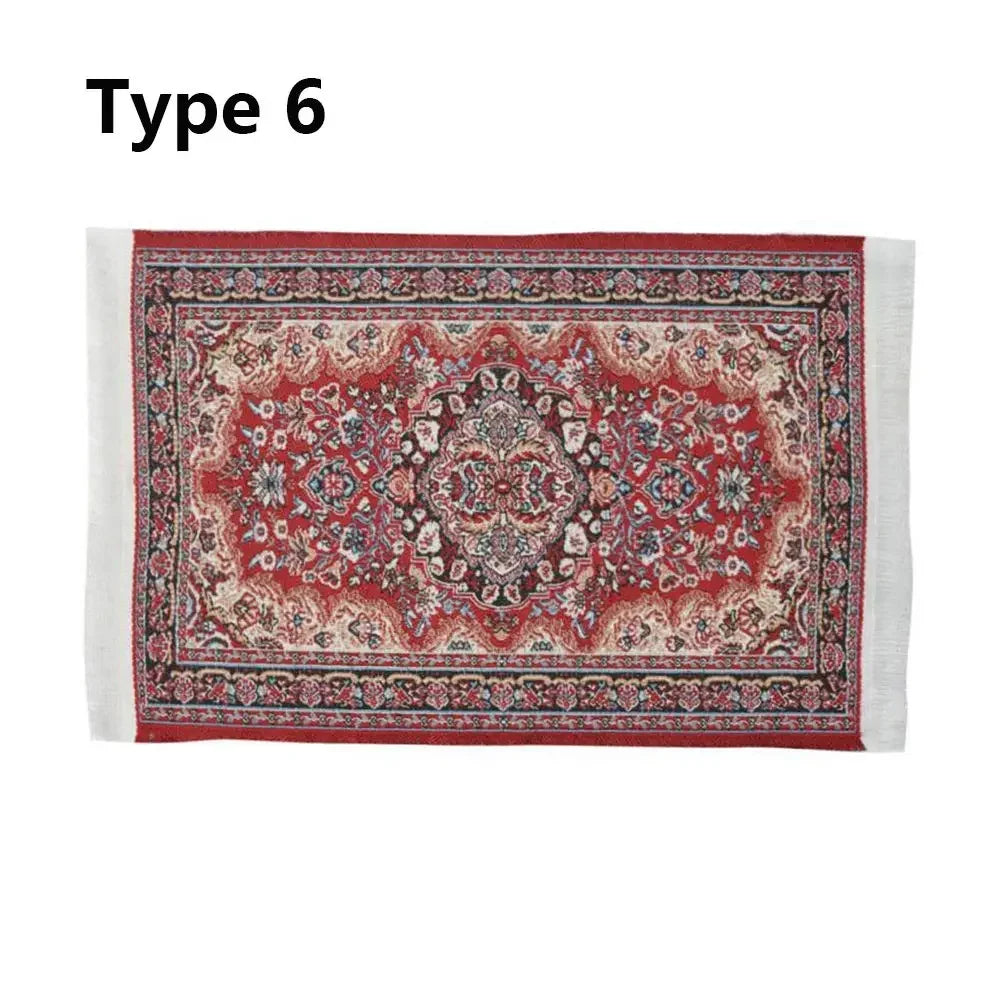 tapis rectangulaire traditionnel motif floral bordure frisée adhésif opacité rétro textiles vintage