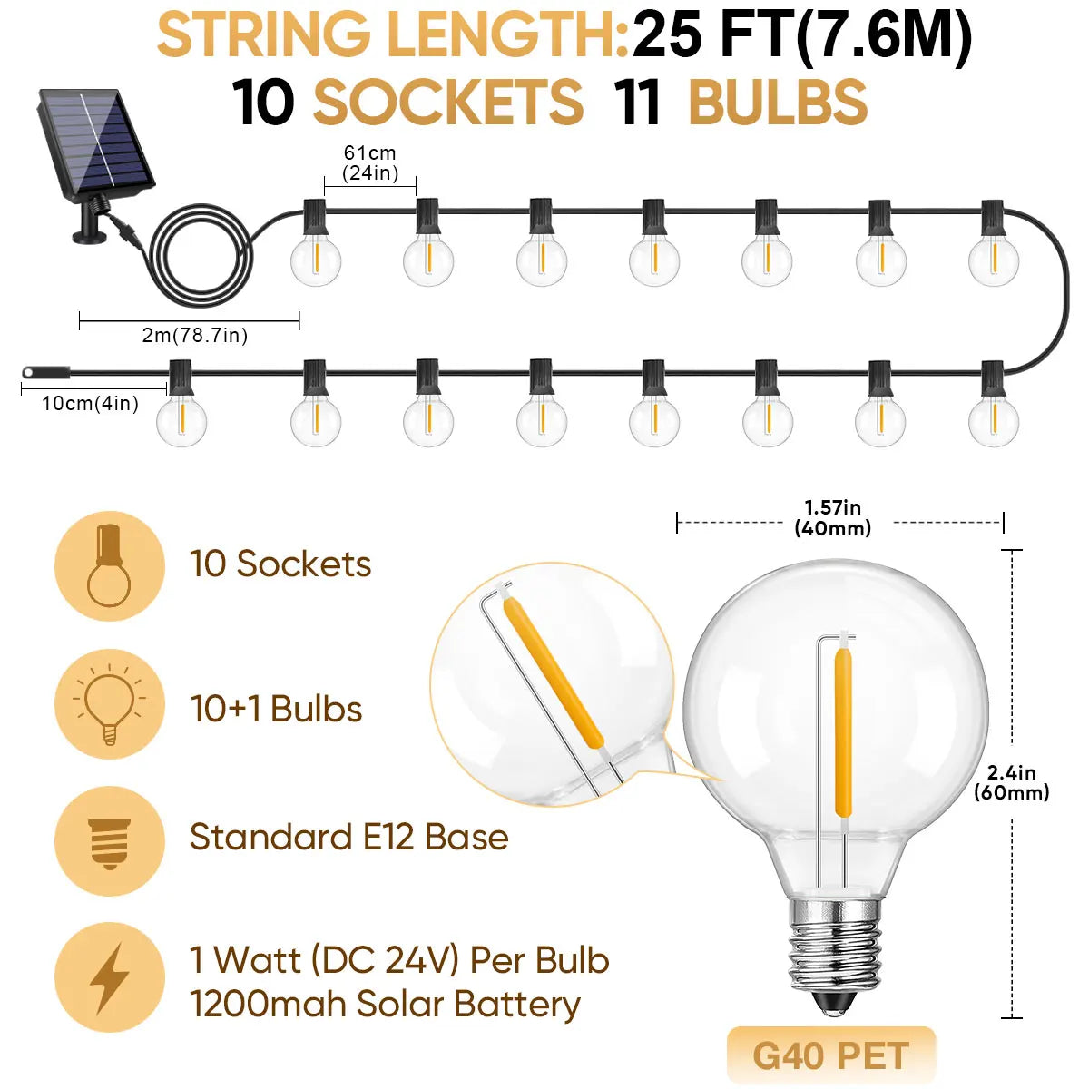 guirlande solaire lumineuse 30mètres 50ampoules led blanc transparent moderne extérieure télécommande recharge usb clips