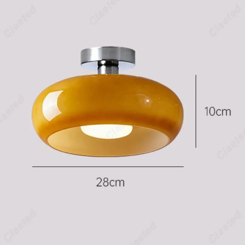 lampe suspendue moderne orange brillante verre opaques vis fixations 28cm diamètre 10cm hauteur led