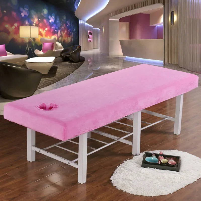 drap housse velours épais trou table massage salon beauté spa
