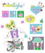 stickers dessin animé filles motifs colorés personnages doux accessoires variés animes vibrant palette couleursscrição