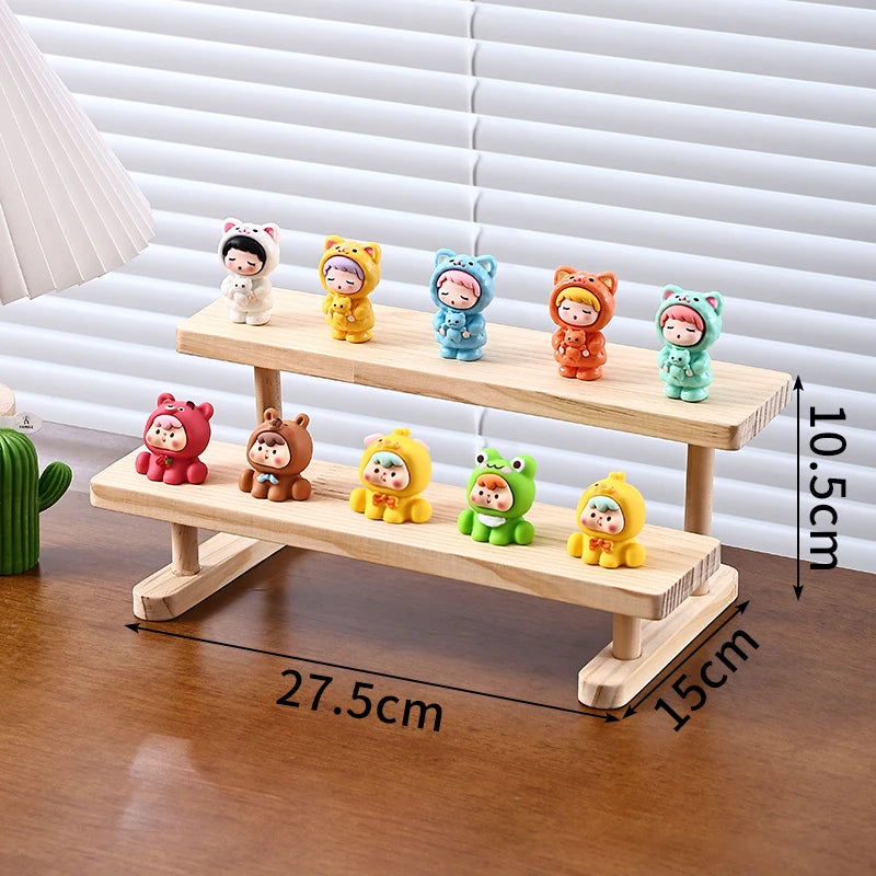 présentoir bois multicolore figurines animaux cartoon niveaux décoration étagère nouvelle classe