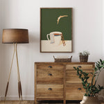 tableau moderne abstract toile animaux compagnie verte chambre salon decoration vertical rectangle