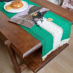 serviettes table vertes crochetées motifs géométriques coton polyester maison