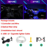 Installation de bande LED néon dans l'habitacle d'une voiture