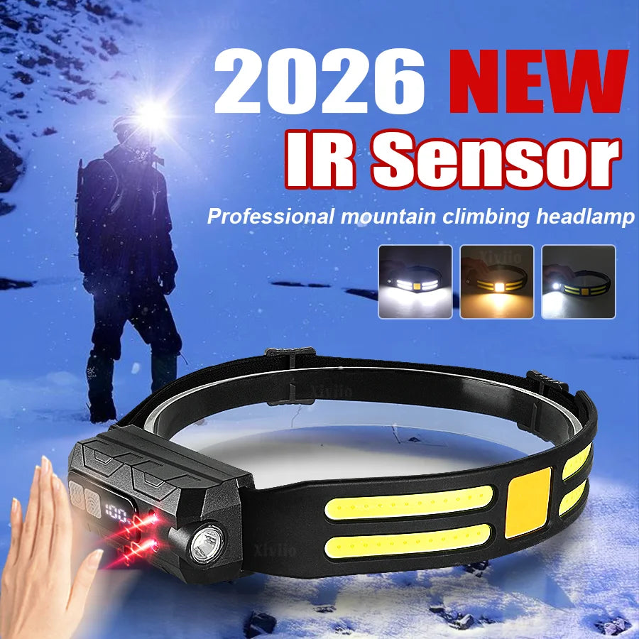 lampe frontale led rechargeable usb camping ski hiking professionnel noire jaune