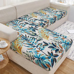 canapé d'angle extérieur housses polyester feuilles tropicales gris moderne printemps été lavable