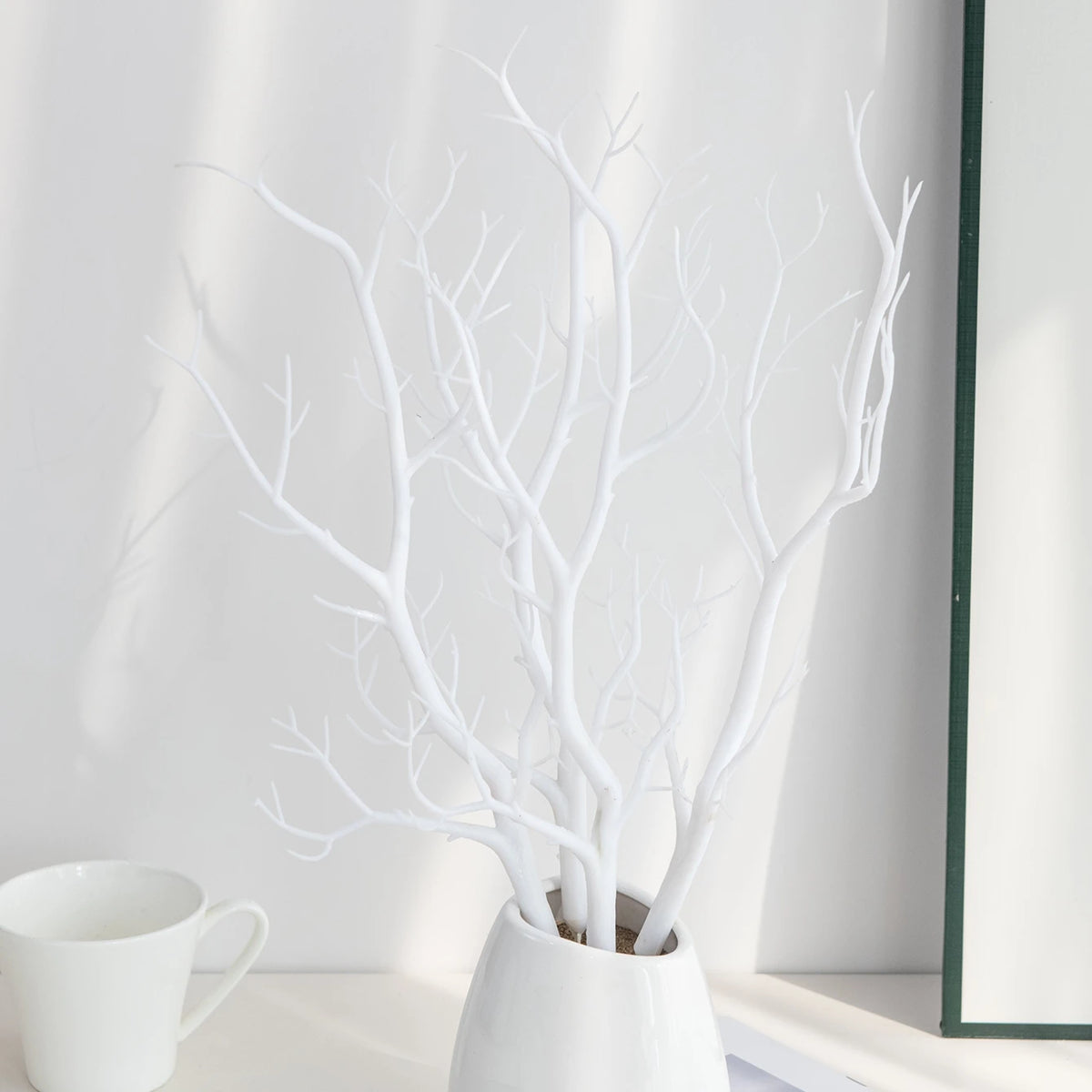 branches artificielles or blanches modernes décoration extérieure vase minimaliste noires