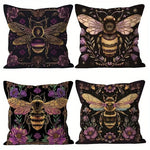 taie d'oreiller abeille vintage fleurs noir polyester lit chambre décoration maison opacité