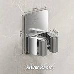 porte balai acier inoxydable adhésif mural moderne gris rangement salle bain étanche