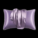 protège oreiller satin violet rose noir champagne moderne doux lit coton polyester