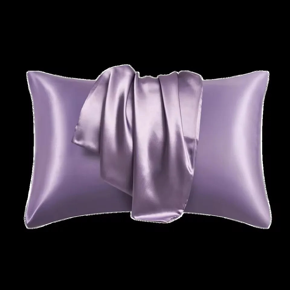 protège oreiller satin violet rose noir champagne moderne doux lit coton polyester
