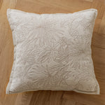 housse coussin carrée jacquard motif floral vert beige gris décoration salon chambre moderne chic