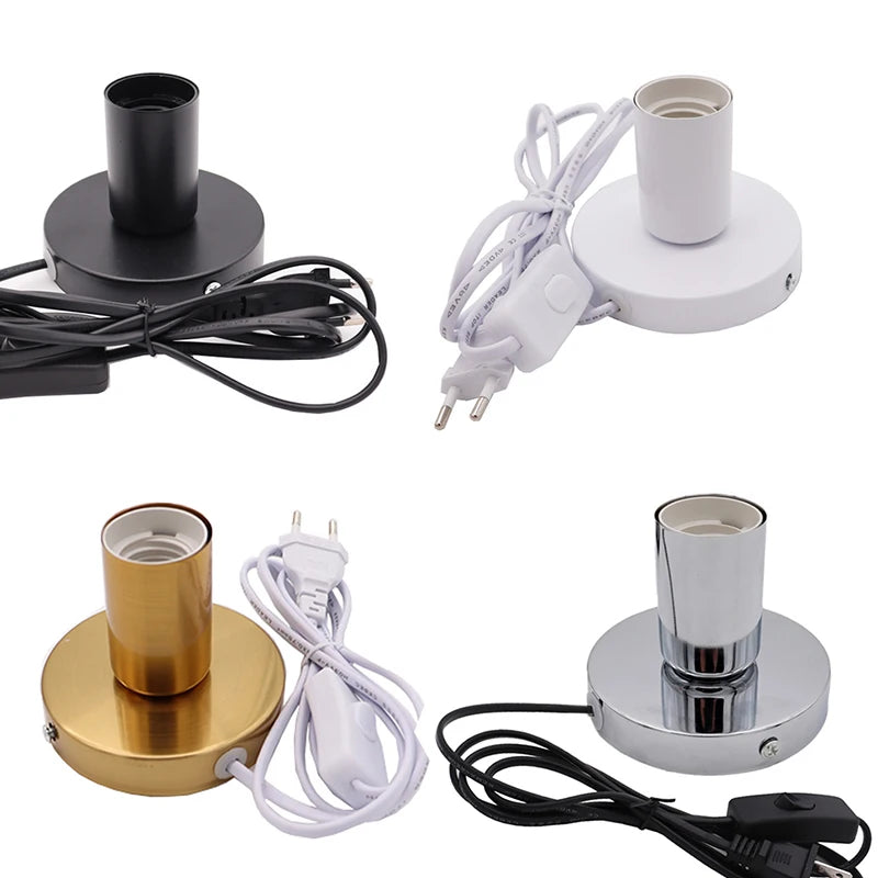support lampe moderne noir blanc doré argenté rond lisse opacité câble prise us plug