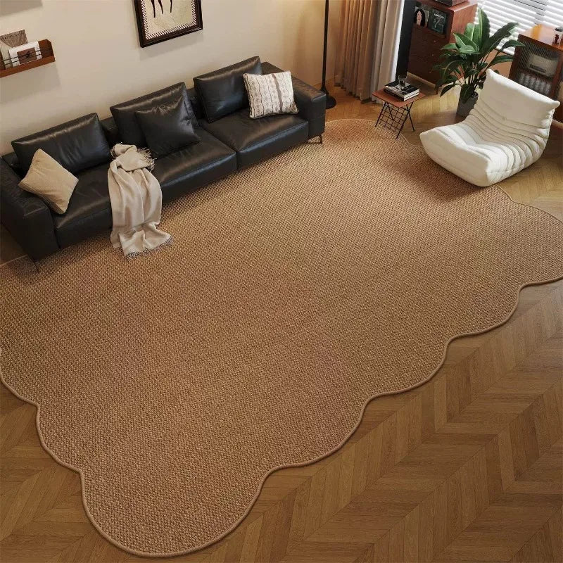 tapis beige moderne antidérapant jute tissé durable intérieur salon chambre