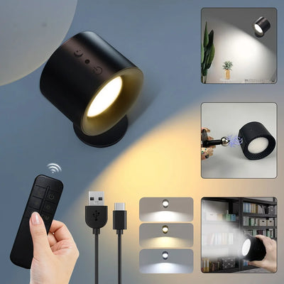 Applique murale LED sans fil double tête rotative 360° en blanc