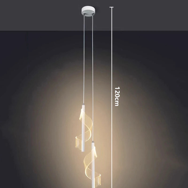suspension lumineuse moderne spirale noir doré blanc translucide scandinave