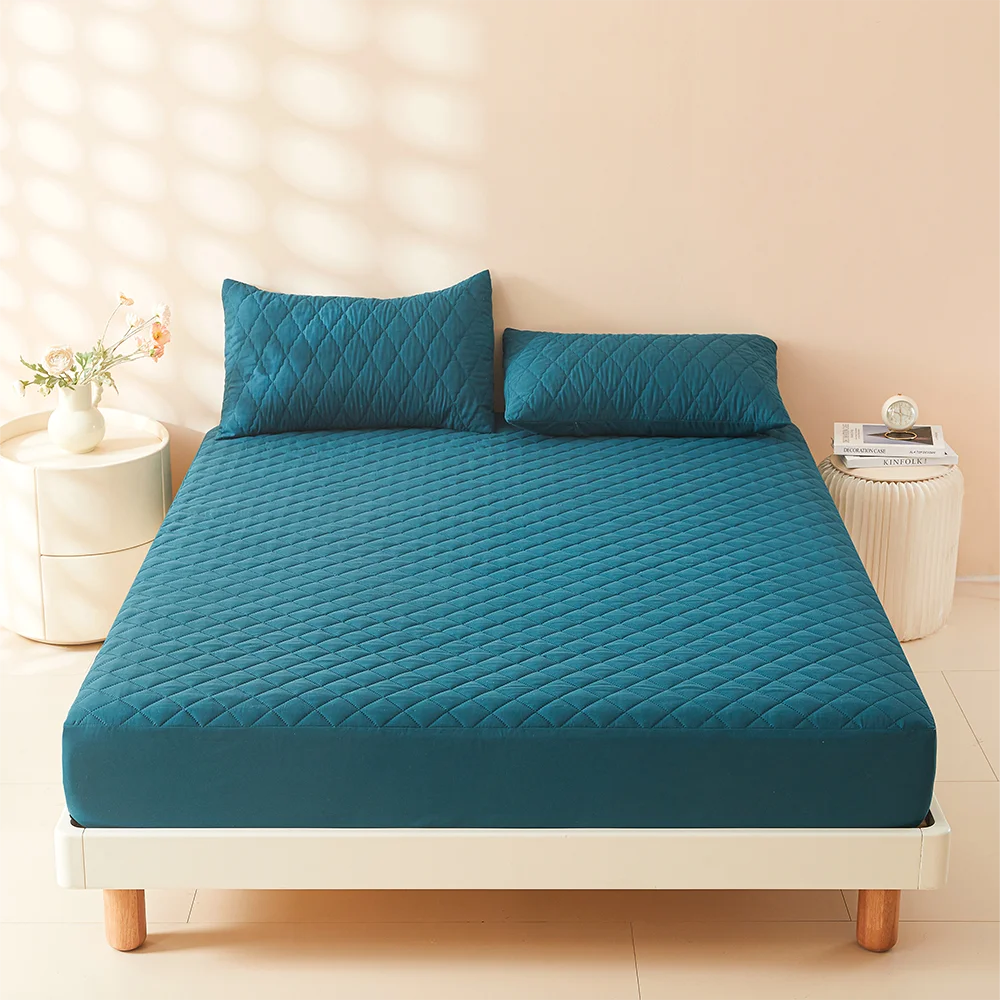 protège matelas bleu marine doux antibactérie imperméable 30cm quilté moderne