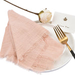 serviettes réutilisables coton jaune bleu clair classiques effilochées clips décoratifs table restaurant maison