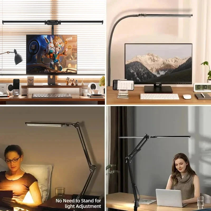 lampe led double tête noir moderne bras articulé usb réglable luminosité