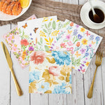 serviettes papier multicolores fleurs décoratives anniversaire mariage fêtes thème rétro printemps vintage