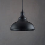 lampe suspendue industrielle rétro noir texture métallique striée salon chambrehôtel