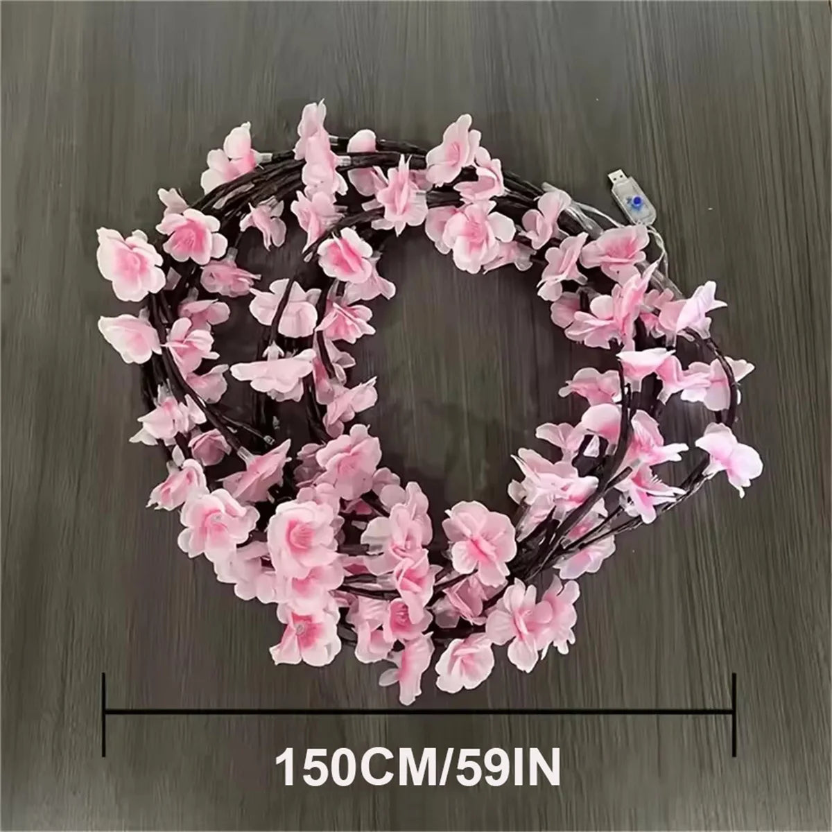 guirlande lumineuse fleurs cerisier rose noir branches modernes adhésives 72 led usb
