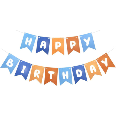 Bannière anniversaire bleu et orange suspendue