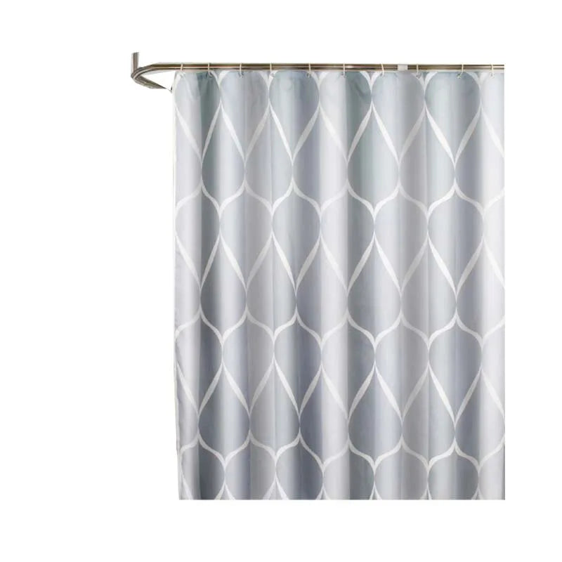 rideau douche moderne géométrique gris blanc imperméable crochets toile bain large choix dimensions respectueux