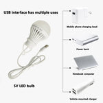 ampoule led 3w 5w 7w usb portable lecture camping lumière blanche moderne