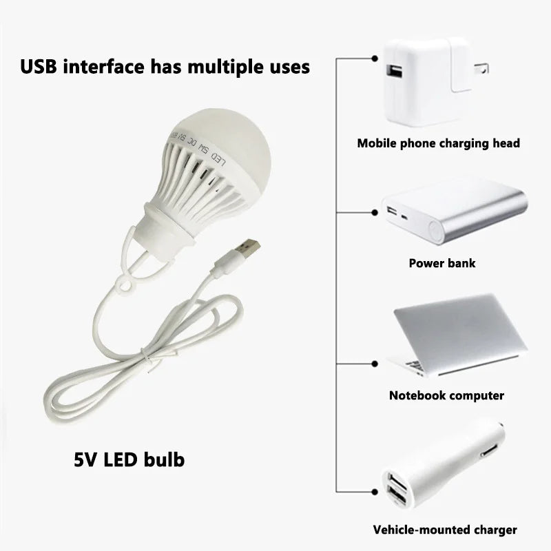 ampoule led 3w 5w 7w usb portable lecture camping lumière blanche moderne