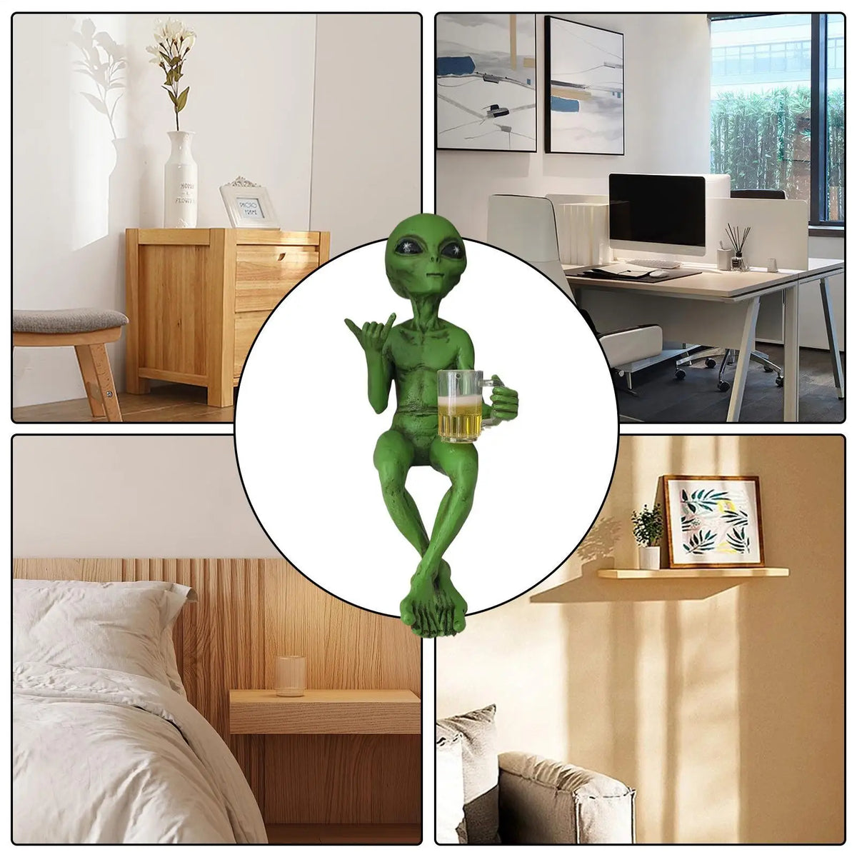 statuette extraterrestre verte moderne statuette bière adhésif intérieur extérieur ornement art contemporain adultes