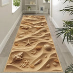 tapis couloir plage bleu motifs sable coquillages moderne salon extérieur 120cm